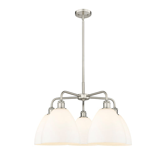 Innovations Bristol 27in 5-Light Chandelier | Industrial Satin Nickel and Matte White Glass | Dining Room & Living Room | 27 x | Model 516-5CR-SN-GBD-91