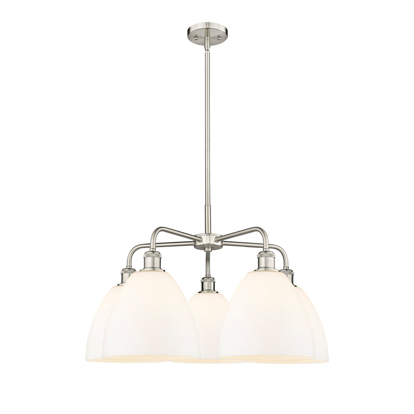 Innovations Bristol 27in 5-Light Chandelier | Industrial Satin Nickel and Matte White Glass | Dining Room & Living Room | 27 x | Model 516-5CR-SN-GBD-91