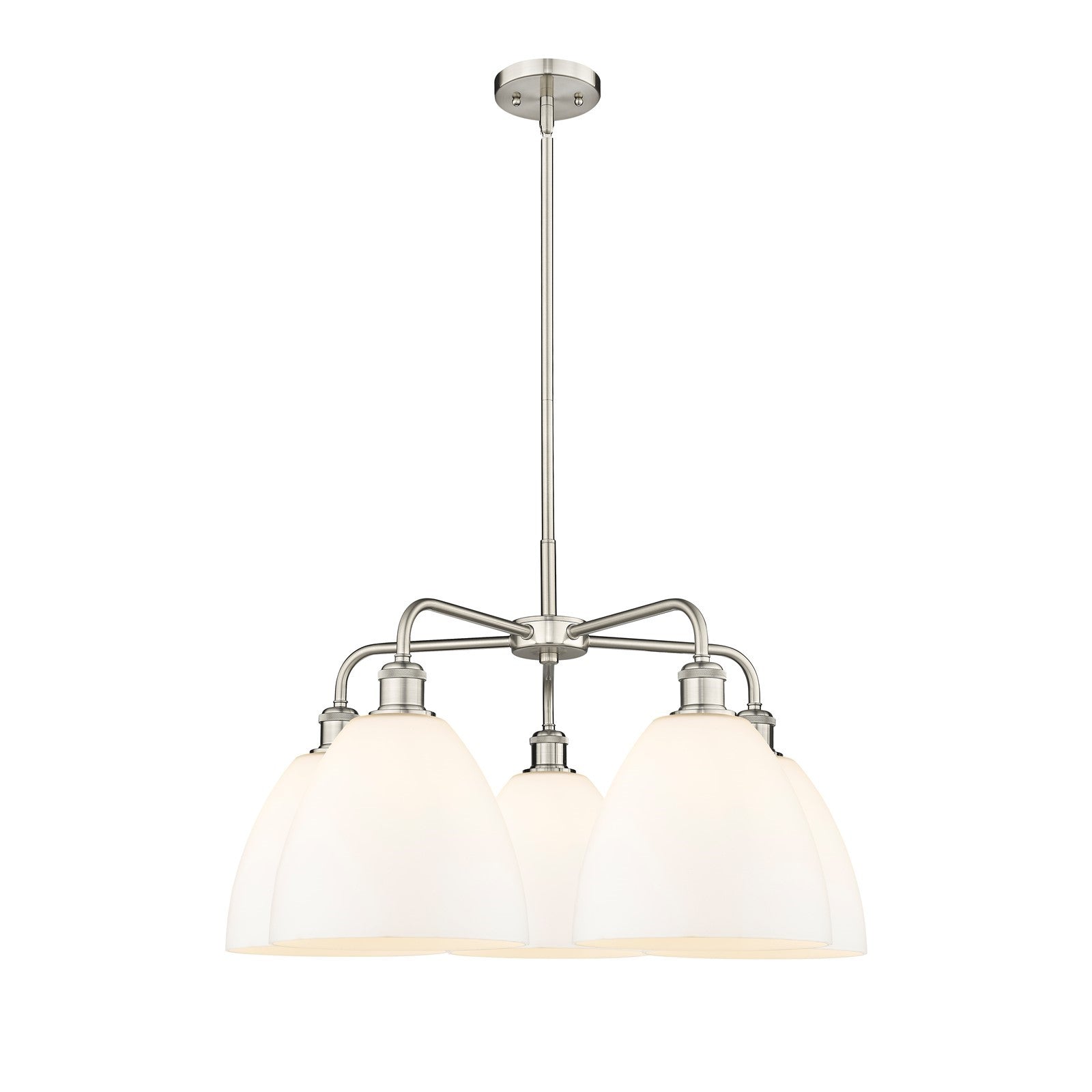 Innovations Bristol 27in 5-Light Chandelier | Industrial Satin Nickel and Matte White Glass | Dining Room & Living Room | 27 x | Model 516-5CR-SN-GBD-91