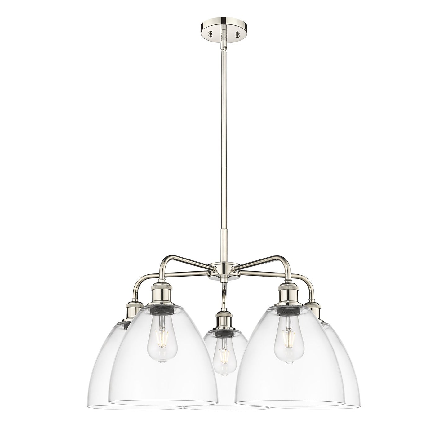 Innovations Bristol 27in 5-Light Chandelier | Industrial Satin Nickel and Clear Glass | Dining Room & Living Room | 27 x 27 x 17 | Model 516-5CR-SN-GBD-92