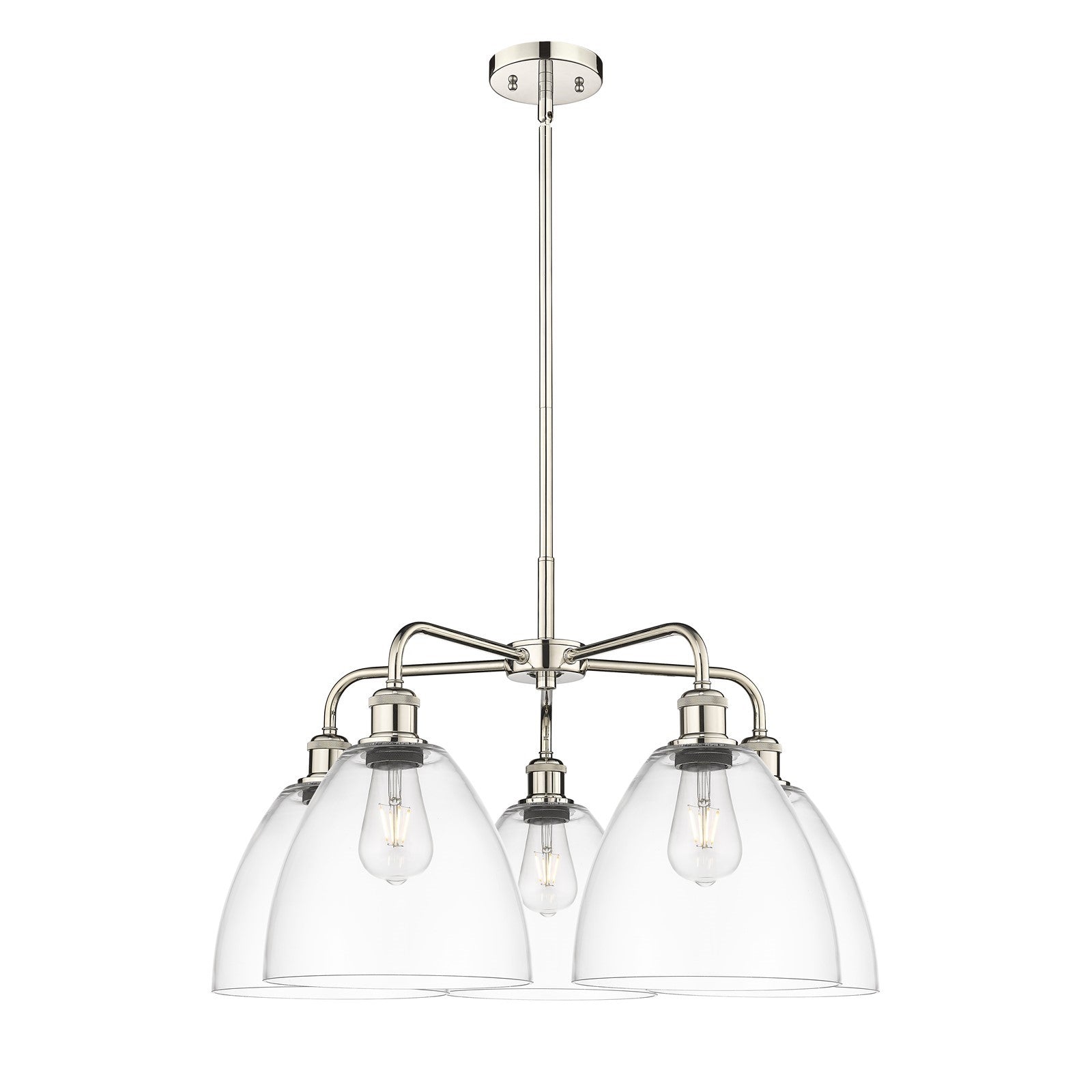 Innovations Bristol 27in 5-Light Chandelier | Industrial Satin Nickel and Clear Glass | Dining Room & Living Room | 27 x 27 x 17 | Model 516-5CR-SN-GBD-92
