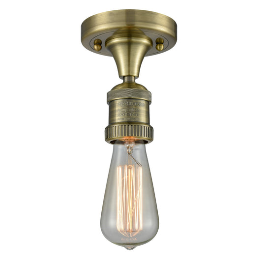 Innovations Bare Bulb 5in 1-Light Semi-Flush Mount | Industrial Antique Brass Steel and Vintage Bulb | Damp Location Entryway & | Model 517-1C-AB-LED