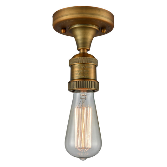 Innovations Bare Bulb 5in 1-Light Semi-Flush Mount | Industrial Brushed Brass Steel and Cast Brass | Kitchen & Hallway Accent | 600 | Model 517-1C-BB-LED