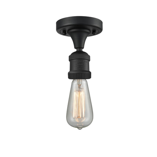 Innovations Bare Bulb 5in 1-Light Semi-Flush Mount | Industrial Matte Black Steel and Cast Brass | Kitchen & Hallway | 4.5 x 4.5 x | Model 517-1C-BK-LED