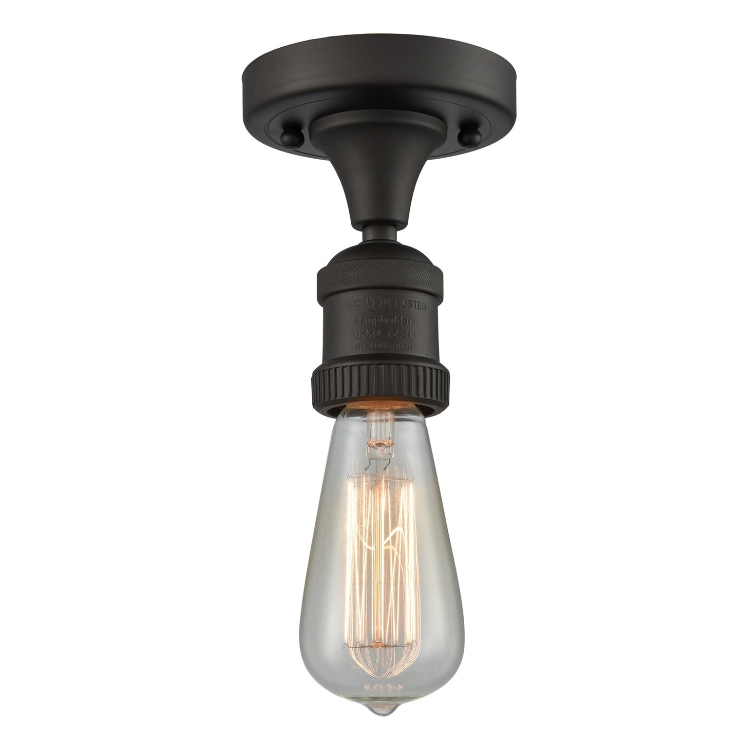 Innovations Bare Bulb 5in 1-Light Semi-Flush Mount | Industrial Oil Rubbed Bronze Steel and Cast Brass | Entryway & Hallway | 4.5 x | Model 517-1C-OB-LED