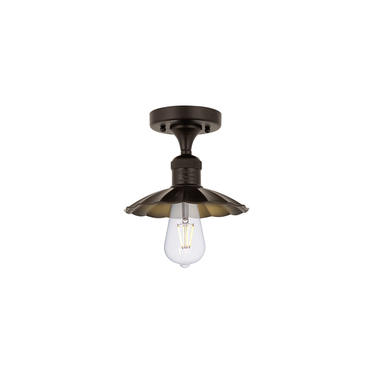 Innovations Scallop 8in 1-Light Semi-Flush Mount | Traditional Industrial Oil Rubbed Bronze Steel and Cast Brass Metal Shade | Model 517-1C-OB-M17-OB