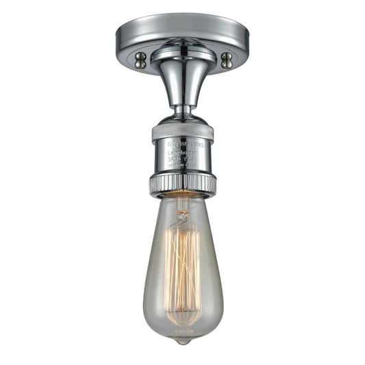 Innovations Bare Bulb 4.5in 1-Light Semi-Flush Mount | Industrial Polished Chrome Steel and Cast Brass | Damp Location Entryway & | Model 517-1C-PC-LED