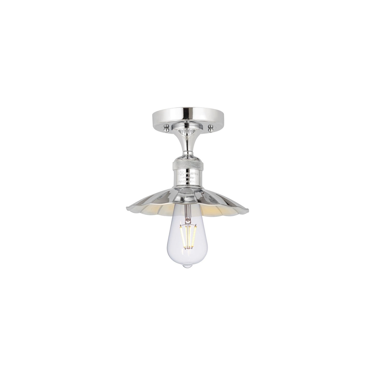 Innovations Scallop 8in 1-Light Semi-Flush Mount | Traditional Industrial Polished Chrome Steel and Metal Shade | Entryway & | Model 517-1C-PC-M17-PC