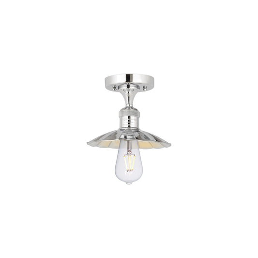 Innovations Scallop 8in 1-Light Semi-Flush Mount | Traditional Industrial Polished Chrome Steel and Metal Shade | Entryway & | Model 517-1C-PC-M17-PC