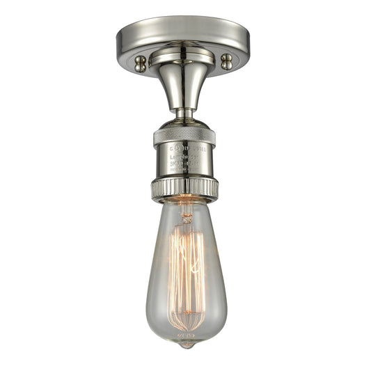Innovations Bare Bulb 5in 1-Light Semi-Flush Mount | Industrial Polished Nickel Steel and Cast Brass | Kitchen & Hallway Accent | Model 517-1C-PN-LED