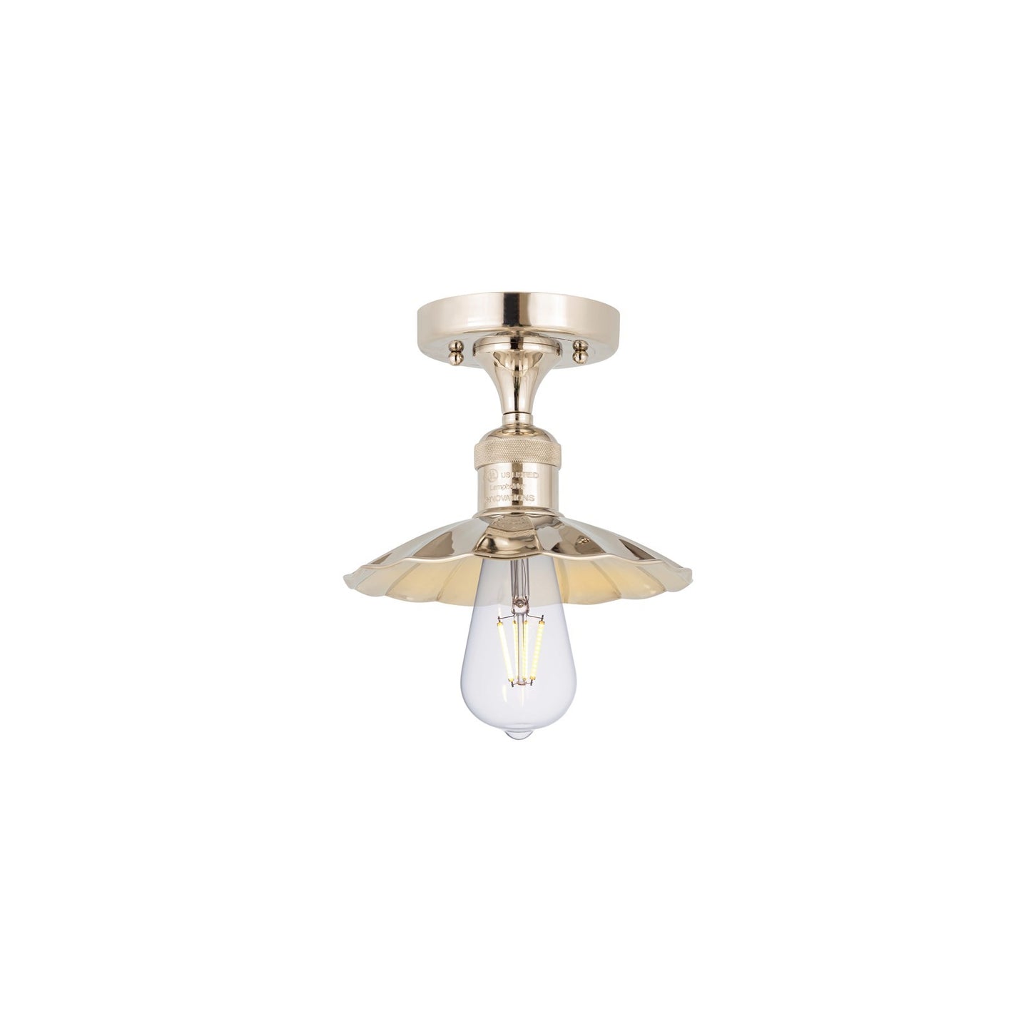 Innovations Scallop 8in 1-Light Semi-Flush Mount | Traditional Industrial Polished Nickel Steel and Cast Brass Metal Shade | Model 517-1C-PN-M17-PN