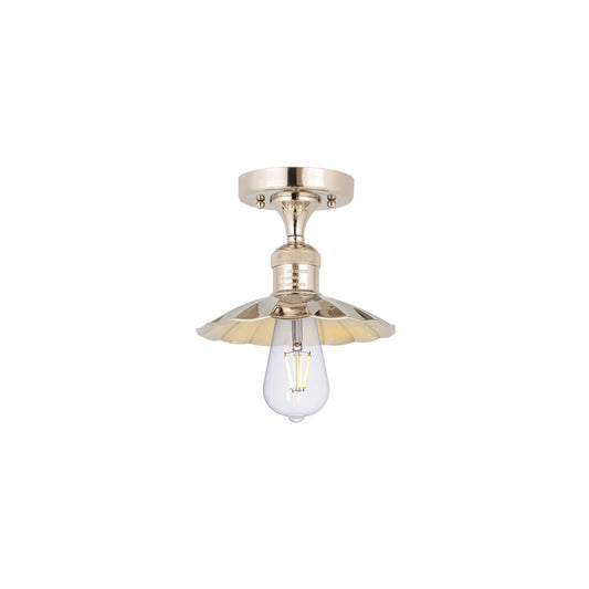 Innovations Scallop 8in 1-Light Semi-Flush Mount | Traditional Industrial Polished Nickel Steel and Cast Brass Metal Shade | Model 517-1C-PN-M17-PN