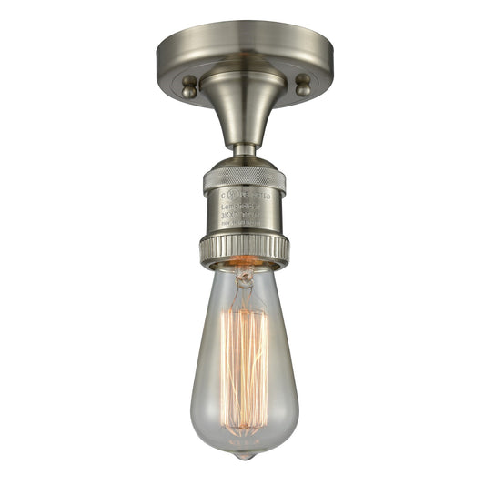 Innovations Bare Bulb 5in 1-Light Semi-Flush Mount | Industrial Brushed Satin Nickel Steel and Cast Brass | Damp-Rated Kitchen & | Model 517-1C-SN-LED