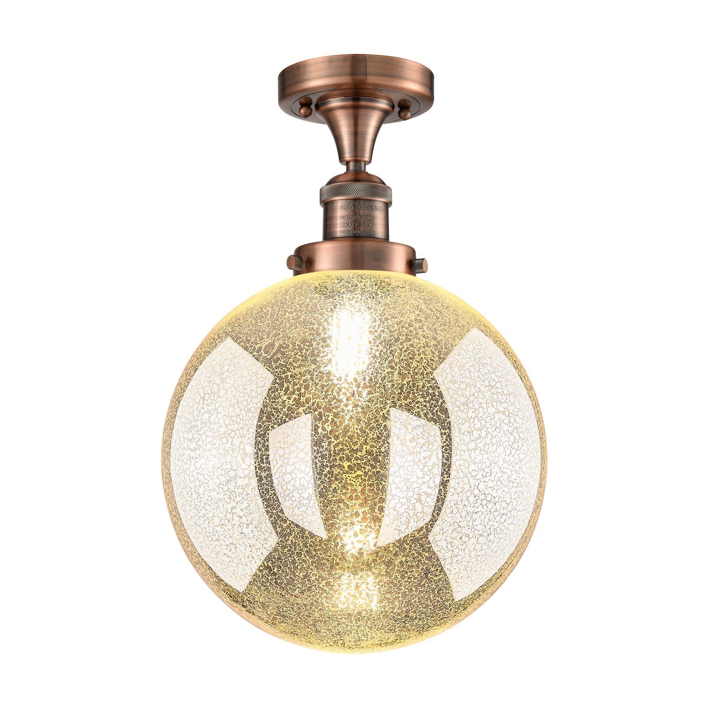 Innovations Beacon 10in 1-Light Semi-Flush Mount | Industrial Antique Copper Steel and Mercury Seeded Glass | Entryway & | Model 517-1CH-AC-G208-10