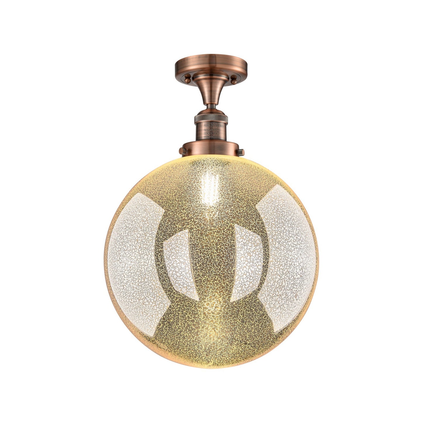 Innovations Beacon 12in 1-Light Semi-Flush Mount | Industrial Antique Copper and Mercury Seeded Glass | Entryway & Hallway | 12 | Model 517-1CH-AC-G208-12