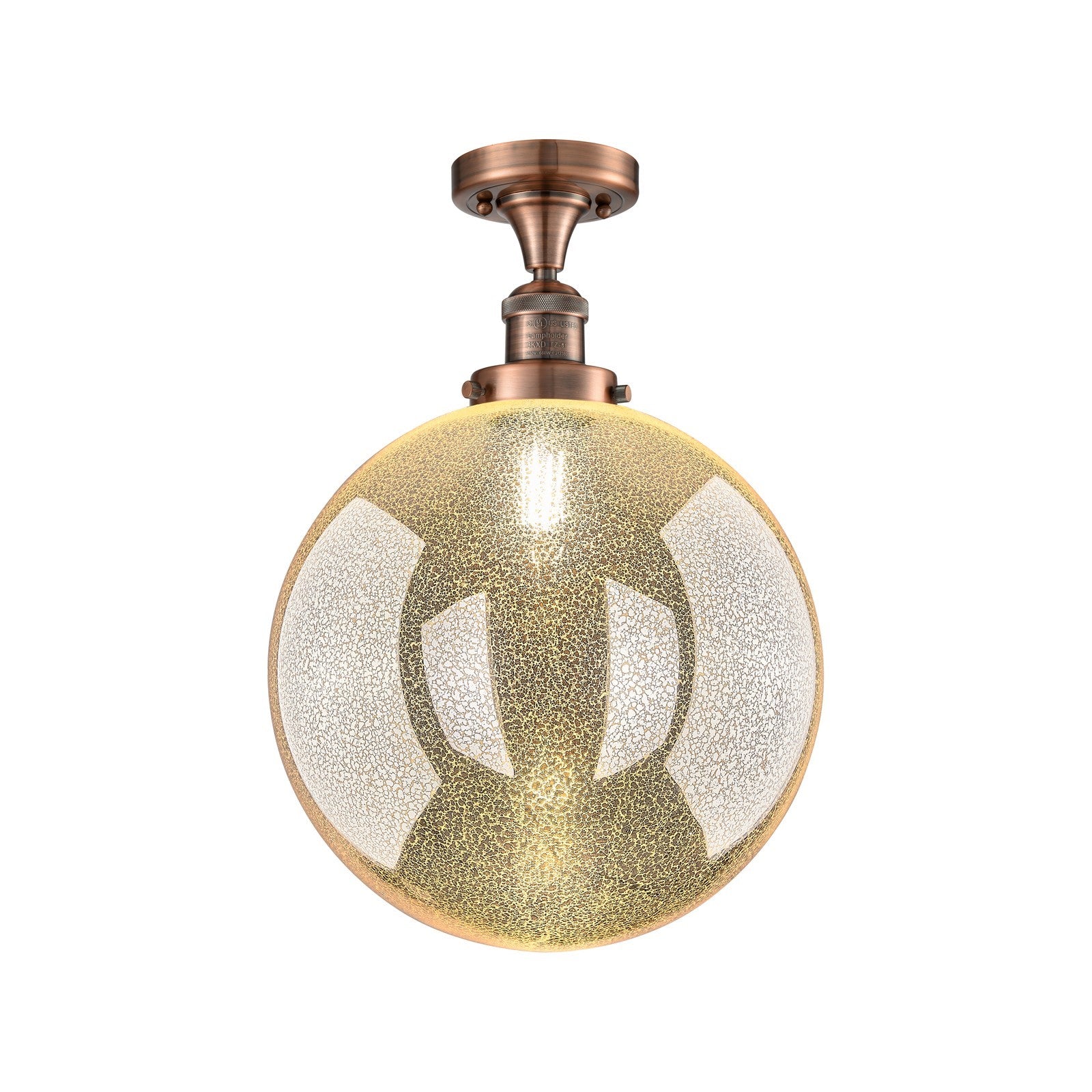 Innovations Beacon 12in 1-Light Semi-Flush Mount | Industrial Antique Copper and Mercury Seeded Glass | Entryway & Hallway | 12 | Model 517-1CH-AC-G208-12