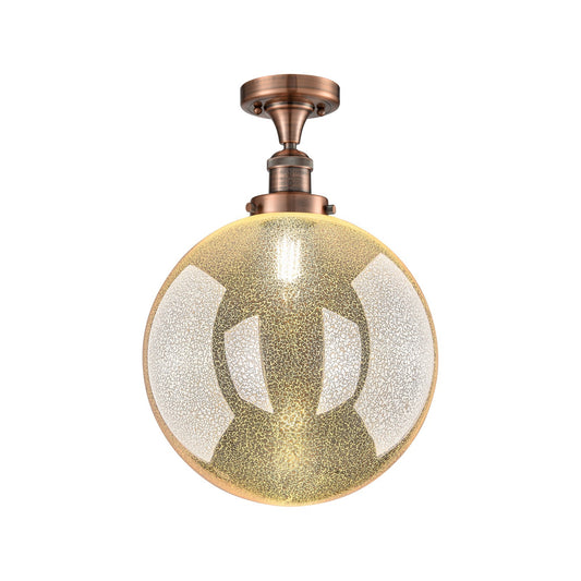 Innovations Beacon 12in 1-Light Semi-Flush Mount | Industrial Antique Copper and Mercury Seeded Glass | Entryway & Hallway | 12 | Model 517-1CH-AC-G208-12