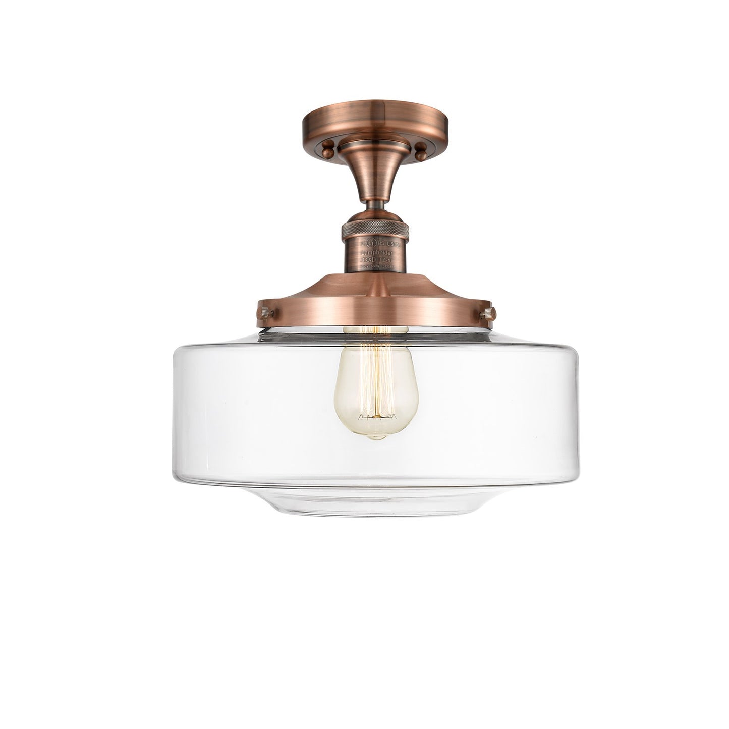 Innovations Bridgeton 12in 1-Light Semi-Flush | Traditional Antique Copper Steel and Clear Glass | Entryway & Hallway | 12 x 12 | Model 517-1CH-AC-G692-12