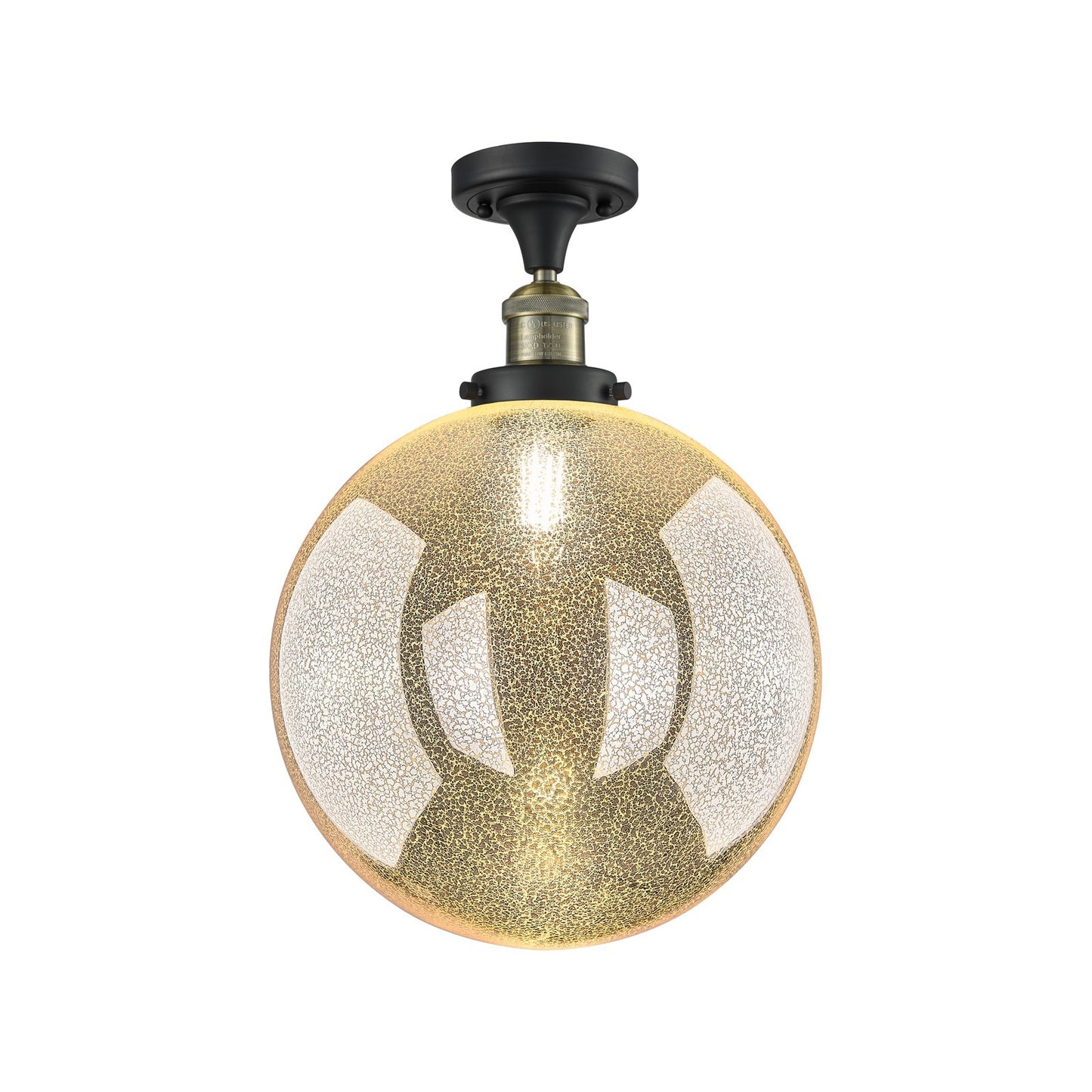 Innovations Beacon 12in 1-Light Semi-Flush Mount | Industrial Black Antique Brass Steel and Mercury Seeded Glass | Entryway & | Model 517-1CH-BAB-G208-12