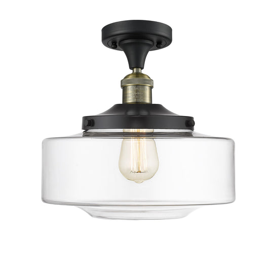Innovations Bridgeton 12in 1-Light Semi-Flush Mount | Traditional Black Antique Brass and Clear Glass | Damp-Rated Entryway & | Model 517-1CH-BAB-G692-12