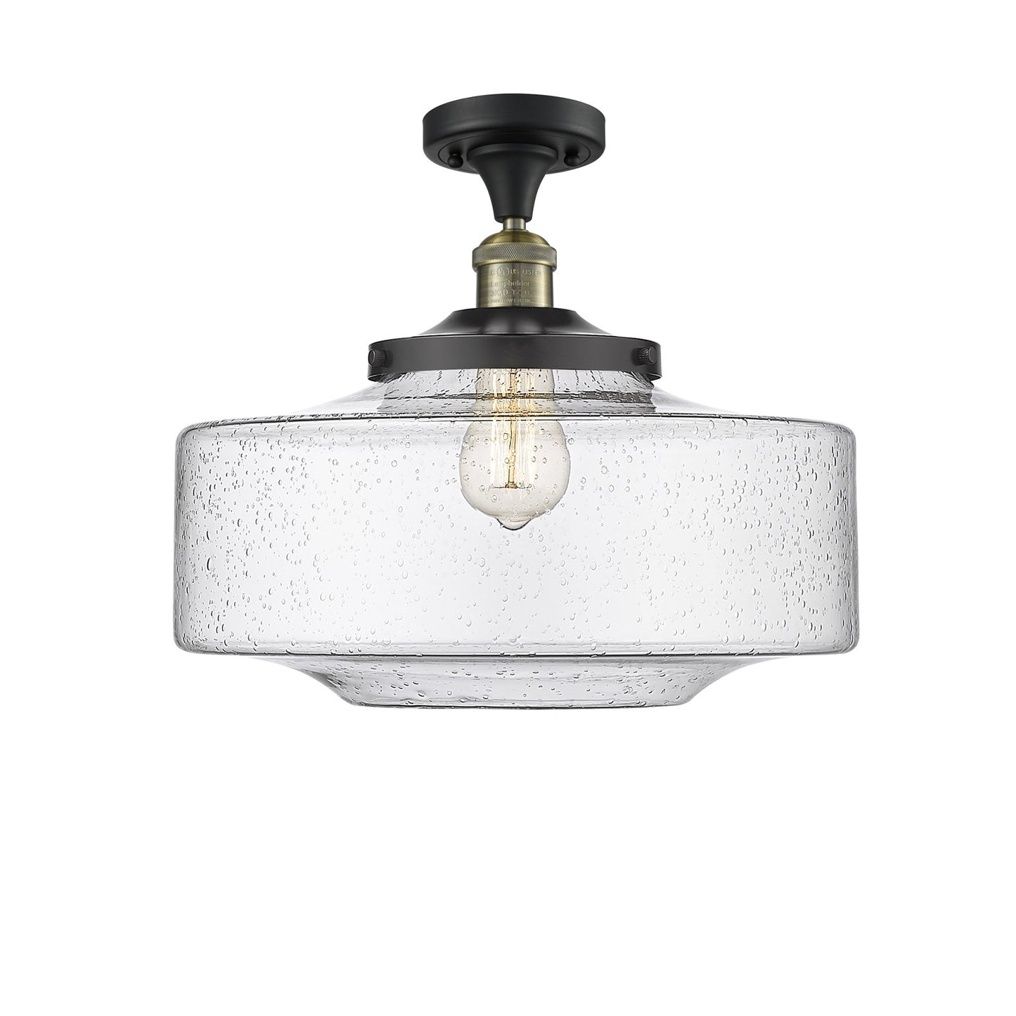 Innovations Bridgeton 16in 1-Light Semi-Flush Mount | Traditional Black Antique Brass and Seedy Glass | Entryway & Hallway | Model 517-1CH-BAB-G694-16