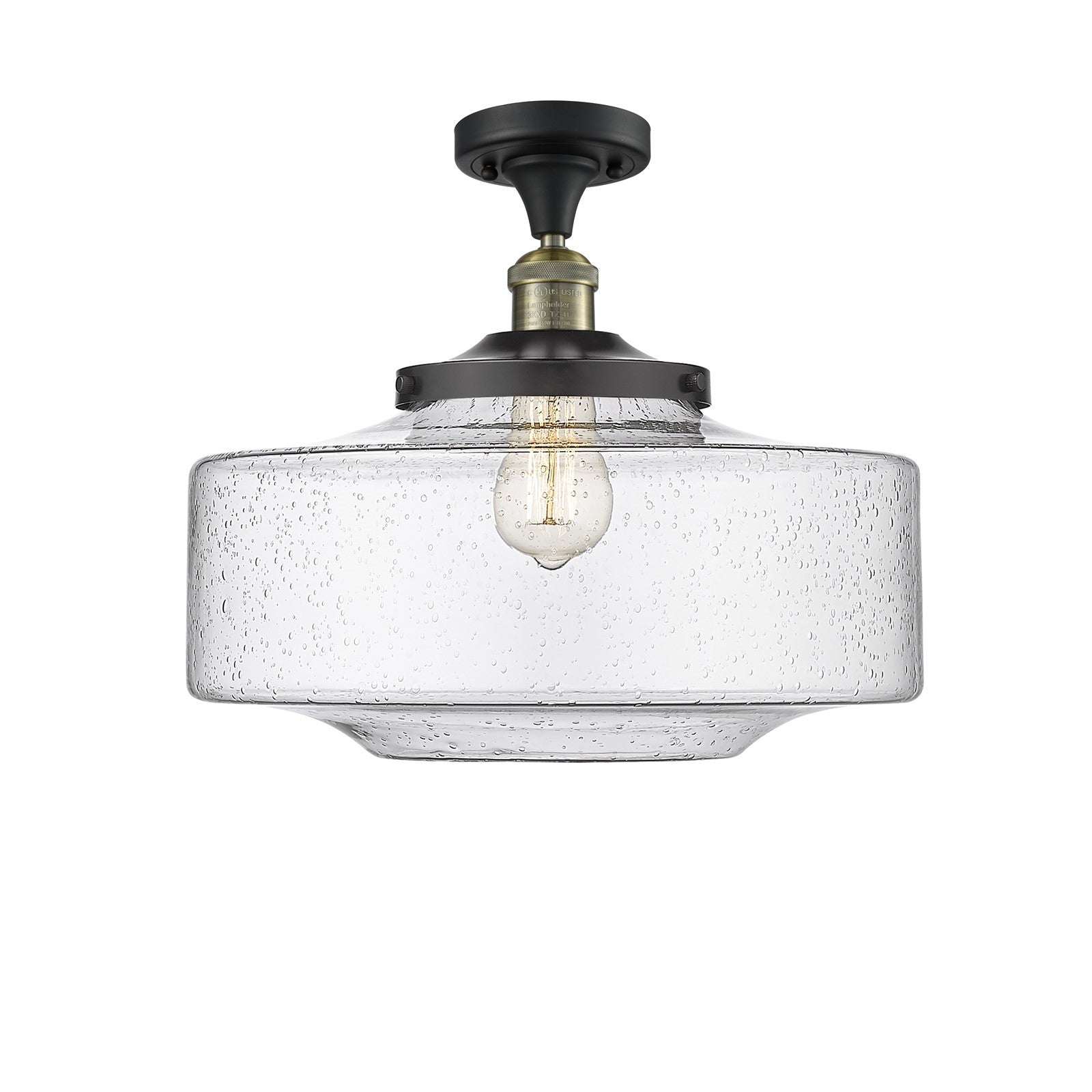 Innovations Bridgeton 16in 1-Light Semi-Flush Mount | Traditional Black Antique Brass and Seedy Glass | Entryway & Hallway | Model 517-1CH-BAB-G694-16