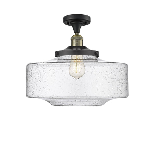 Innovations Bridgeton 16in 1-Light Semi-Flush Mount | Traditional Black Antique Brass and Seedy Glass | Entryway & Hallway | Model 517-1CH-BAB-G694-16
