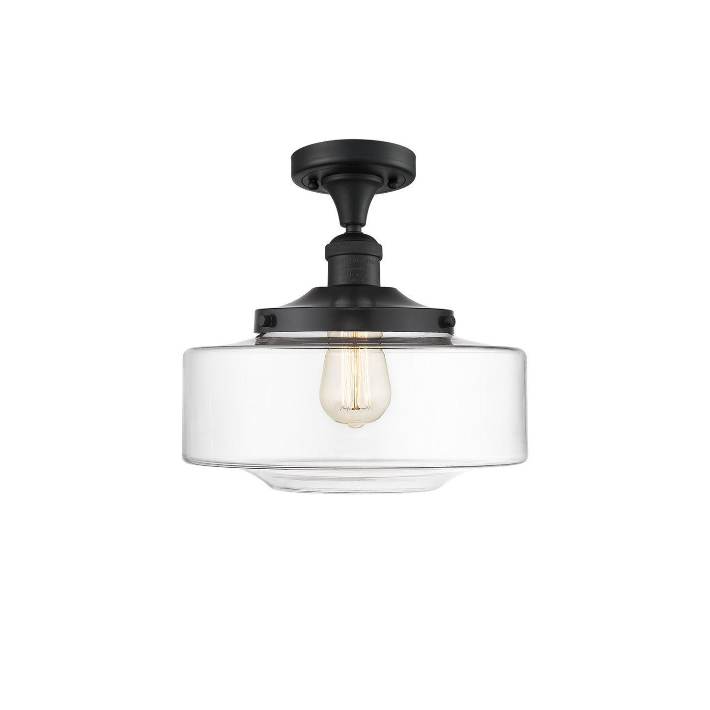 Innovations Bridgeton 12in 1-Light Semi-Flush Mount | Traditional Matte Black Steel and Clear Glass | Entryway & Hallway | 12 x | Model 517-1CH-BK-G692-12