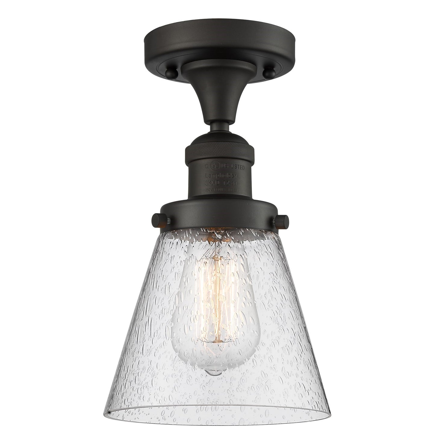 Innovations Bare Bulb 5in 1-Light Semi-Flush Mount | Industrial Oil Rubbed Bronze Steel | Damp Rated Hallway & Entryway | 4.5 x 4.5 x | Model 517-1CH-OB