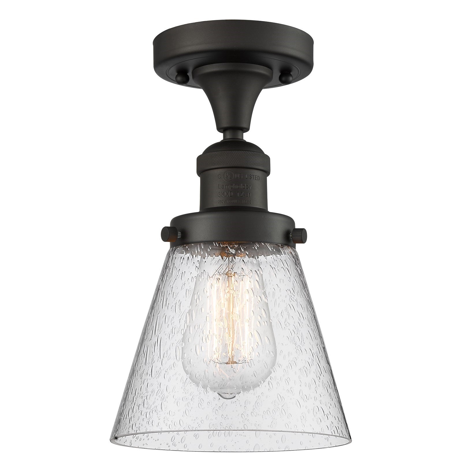 Innovations Bare Bulb 5in 1-Light Semi-Flush Mount | Industrial Oil Rubbed Bronze Steel | Damp Rated Hallway & Entryway | 4.5 x 4.5 x | Model 517-1CH-OB