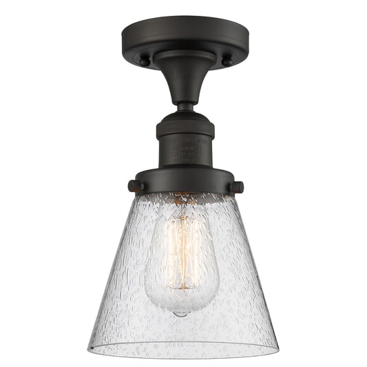 Innovations Bare Bulb 5in 1-Light Semi-Flush Mount | Industrial Oil Rubbed Bronze Steel | Damp Rated Hallway & Entryway | 4.5 x 4.5 x | Model 517-1CH-OB