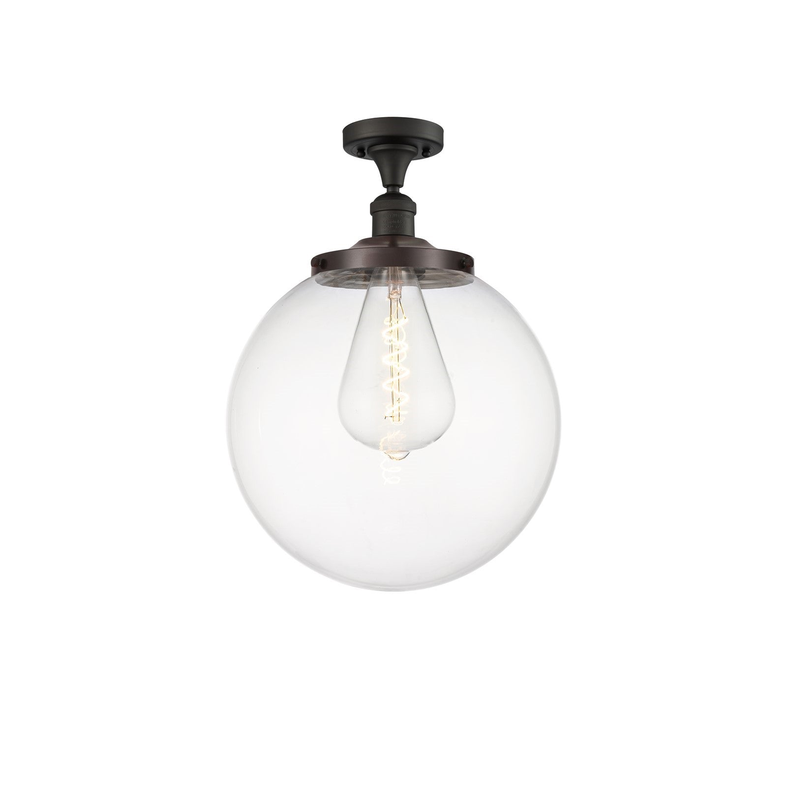 Innovations Beacon 14in 1-Light Semi-Flush Mount | Industrial Oil Rubbed Bronze Steel and Clear Glass | Entryway & Hallway | 14 | Model 517-1CH-OB-G202-14