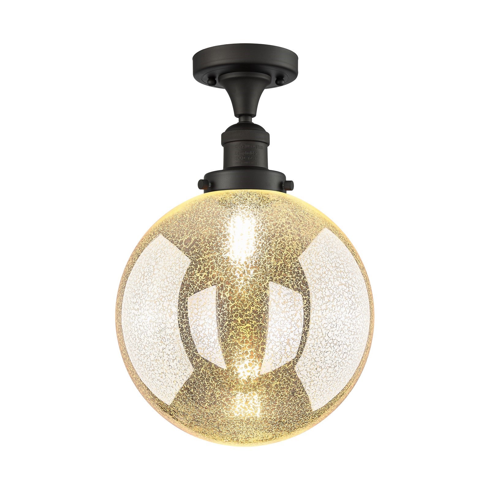 Innovations Beacon 10in 1-Light Semi-Flush Mount | Industrial Oil Rubbed Bronze Steel and Mercury Seeded Glass | Entryway & | Model 517-1CH-OB-G208-10