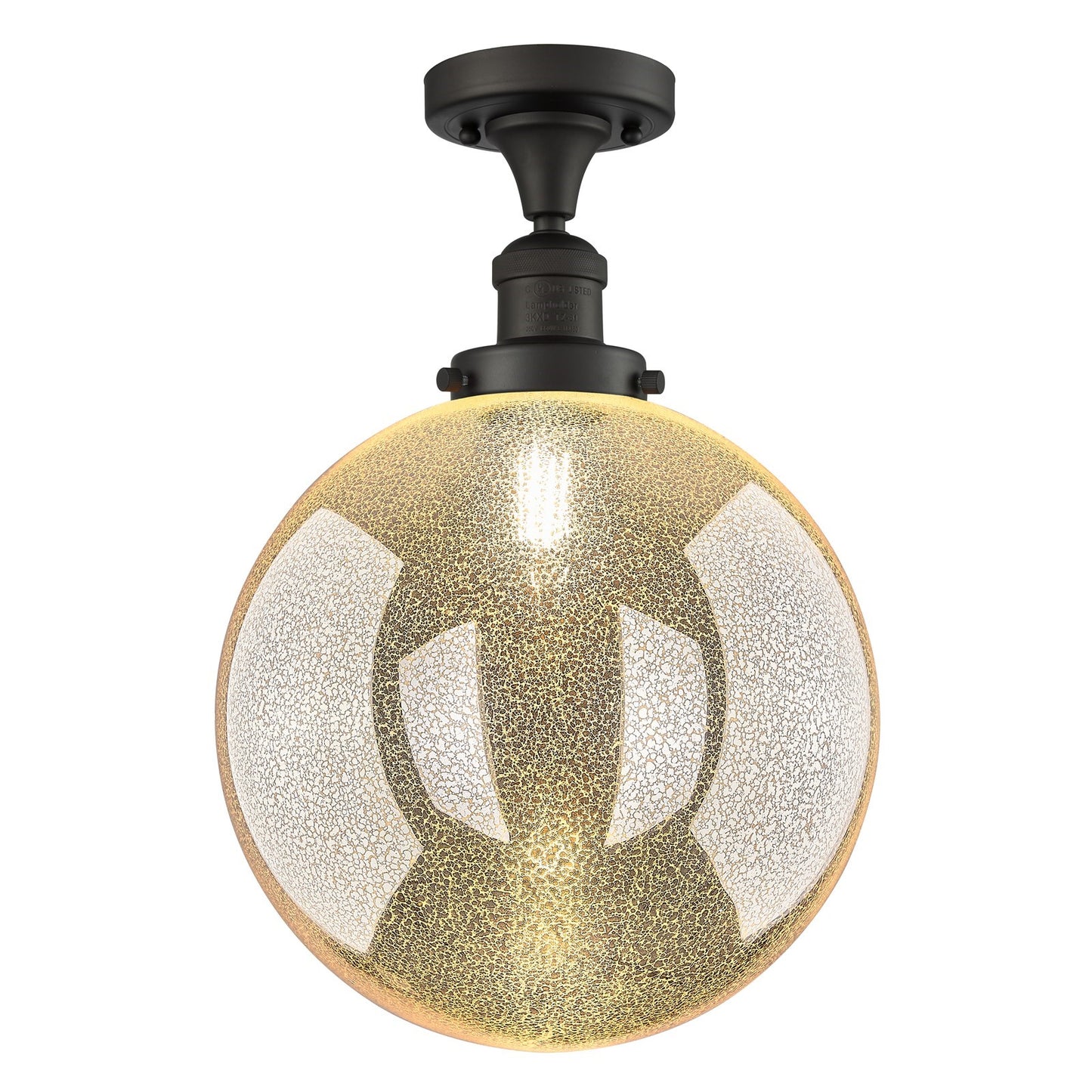 Innovations Beacon 12in 1-Light Semi-Flush Mount | Industrial Oil Rubbed Bronze Steel and Mercury Seeded Glass | Entryway & | Model 517-1CH-OB-G208-12