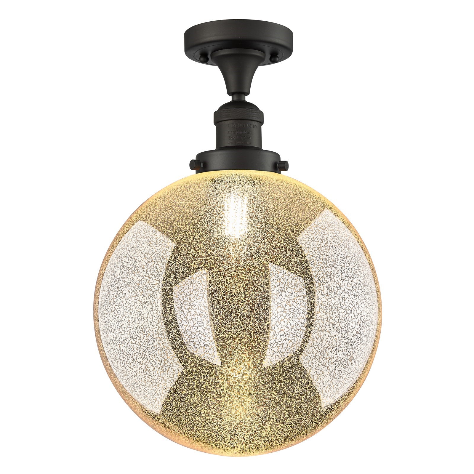 Innovations Beacon 12in 1-Light Semi-Flush Mount | Industrial Oil Rubbed Bronze Steel and Mercury Seeded Glass | Entryway & | Model 517-1CH-OB-G208-12