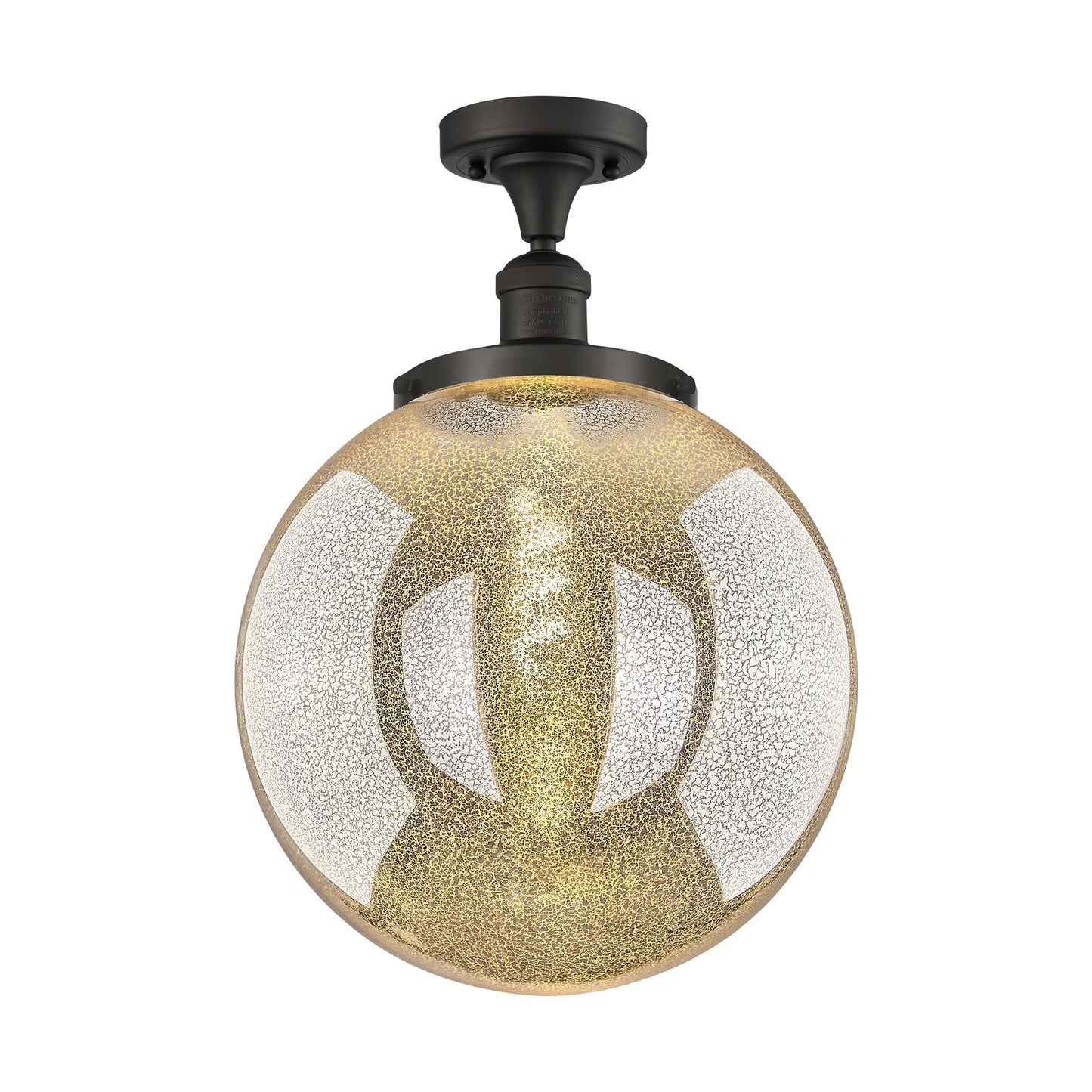 Innovations Beacon 14in 1-Light Semi-Flush Mount | Industrial Oil Rubbed Bronze Steel and Mercury Seeded Glass | Entryway & | Model 517-1CH-OB-G208-14