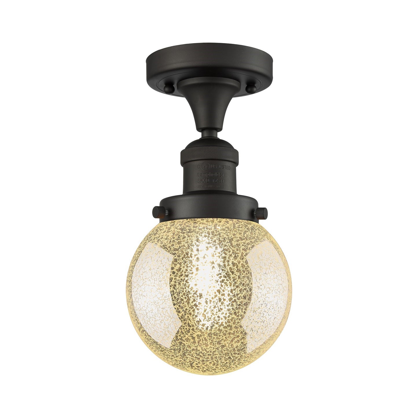 Innovations Beacon 6in 1-Light Semi-Flush Mount | Industrial Oil Rubbed Bronze Steel and Mercury Seeded Glass | Entryway & | Model 517-1CH-OB-G208-6