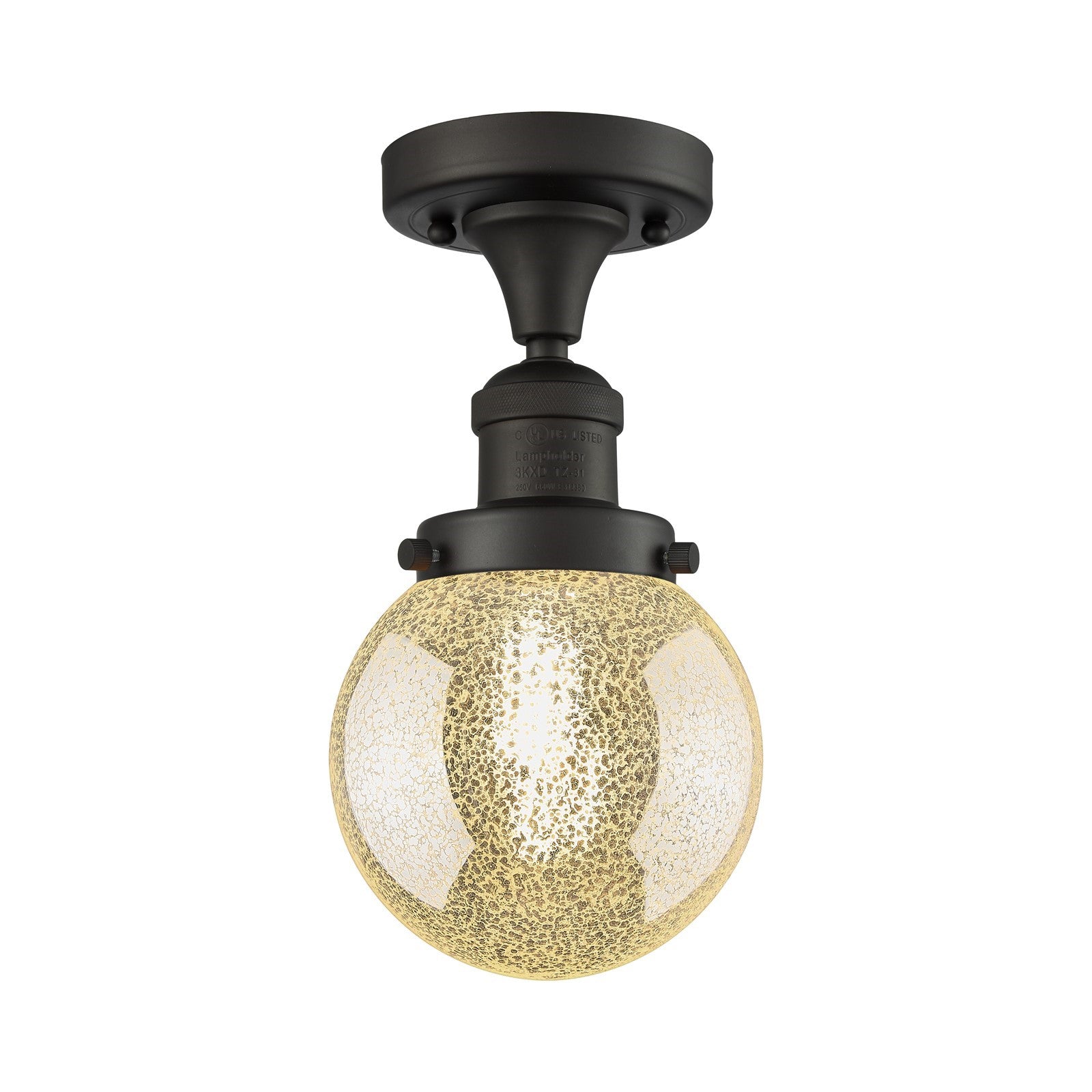 Innovations Beacon 6in 1-Light Semi-Flush Mount | Industrial Oil Rubbed Bronze Steel and Mercury Seeded Glass | Entryway & | Model 517-1CH-OB-G208-6