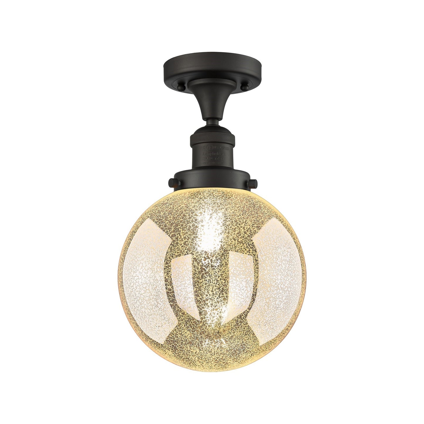 Innovations Beacon 8in 1-Light Semi-Flush Mount | Industrial Oil Rubbed Bronze Steel and Mercury Seeded Glass | Hallway & | Model 517-1CH-OB-G208-8
