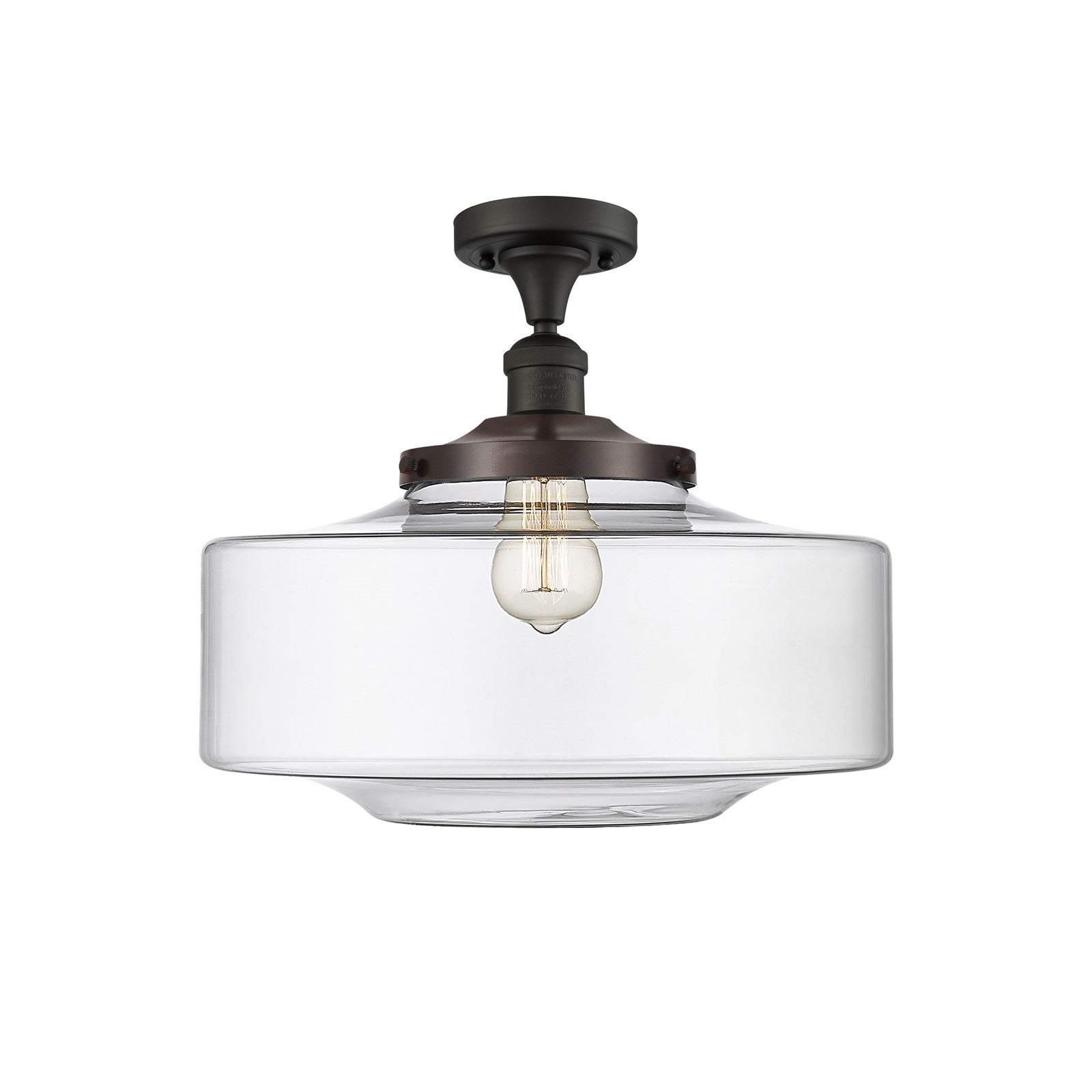 Innovations Bridgeton 16in 1-Light Semi-Flush Mount | Traditional Oil Rubbed Bronze Steel and Clear Glass | Entryway & Hallway | Model 517-1CH-OB-G692-16