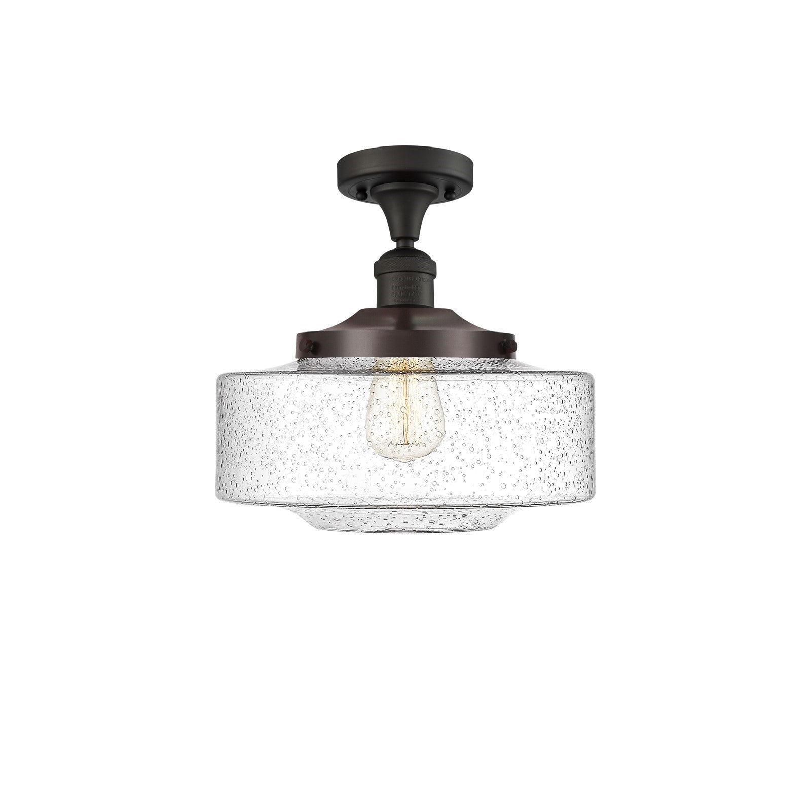 Innovations Bridgeton 12in 1-Light Semi-Flush Mount | Traditional Oil Rubbed Bronze Steel and Seedy Glass | Entryway & Hallway | Model 517-1CH-OB-G694-12