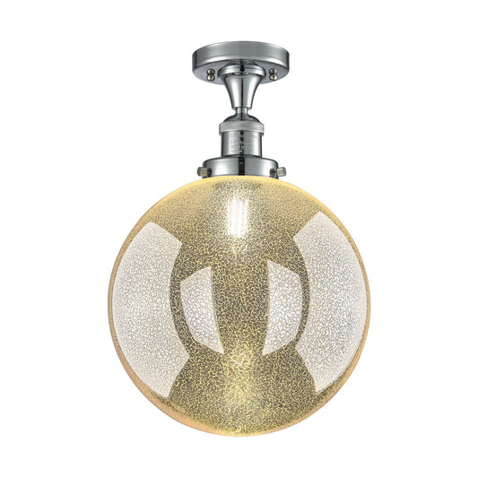 Innovations Beacon 12in 1-Light Semi-Flush Mount | Industrial Polished Chrome and Mercury Seeded Glass | Entryway & Hallway | Model 517-1CH-PC-G208-12