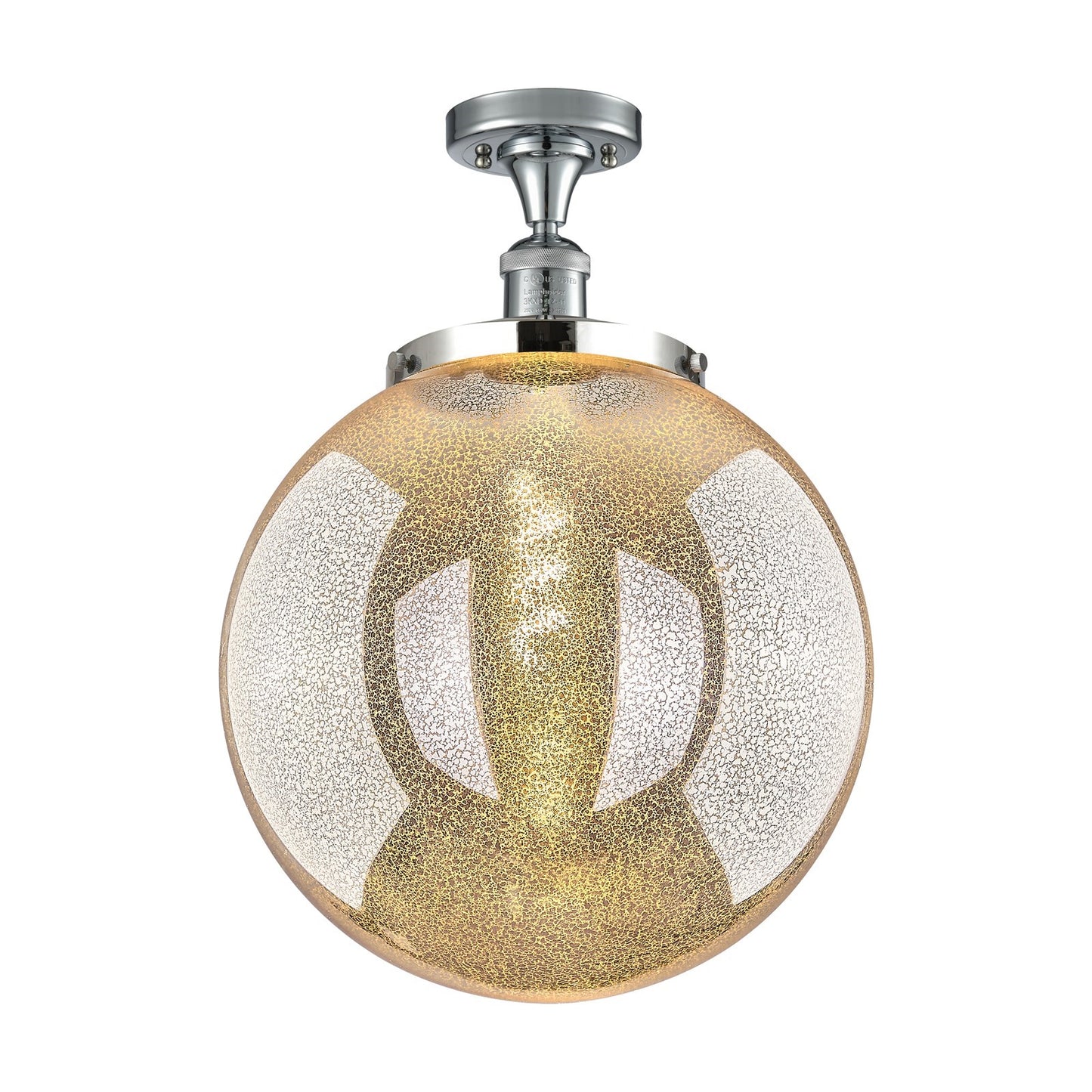 Innovations Beacon 14in 1-Light Semi-Flush Mount | Industrial Polished Chrome Steel and Mercury Seeded Glass | Kitchen & | Model 517-1CH-PC-G208-14