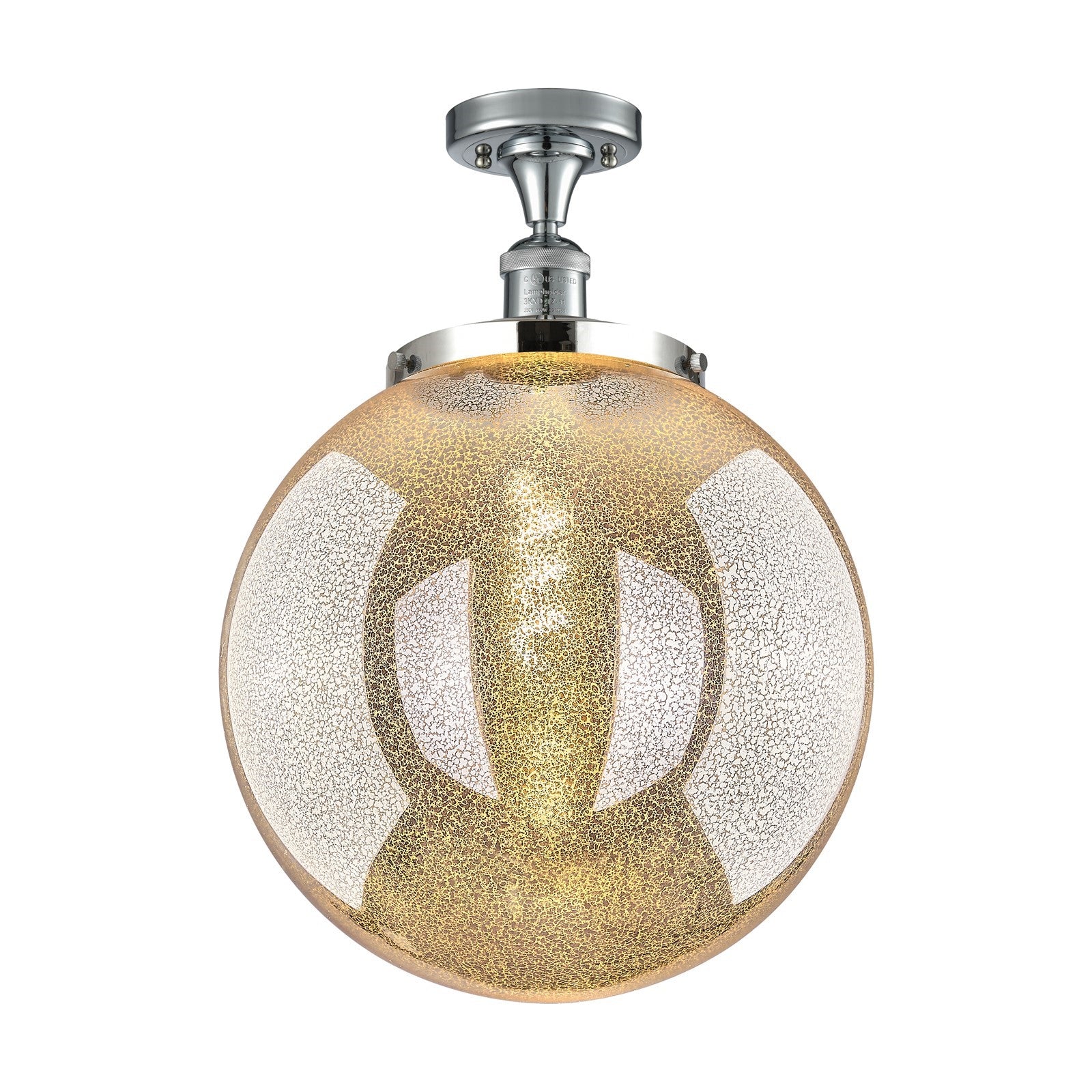 Innovations Beacon 14in 1-Light Semi-Flush Mount | Industrial Polished Chrome Steel and Mercury Seeded Glass | Kitchen & | Model 517-1CH-PC-G208-14