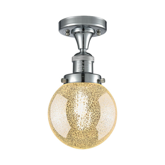 Innovations Beacon 6in 1-Light Semi-Flush Mount | Industrial Polished Chrome Steel and Mercury Seeded Glass | Entryway & Hallway | Model 517-1CH-PC-G208-6