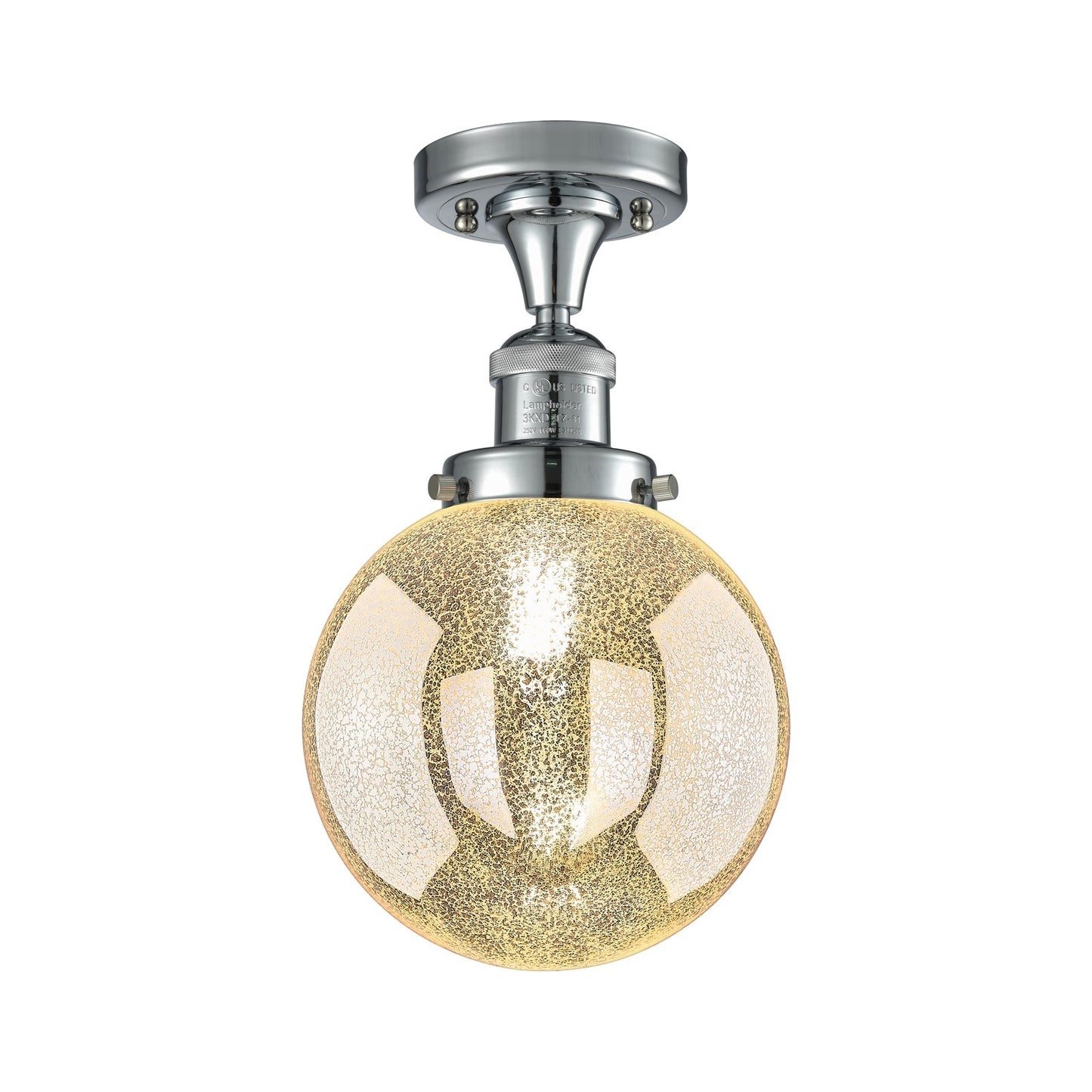Innovations Beacon 8in 1-Light Semi-Flush Mount | Industrial Polished Chrome Steel and Mercury Seeded Glass | Kitchen & Hallway | Model 517-1CH-PC-G208-8