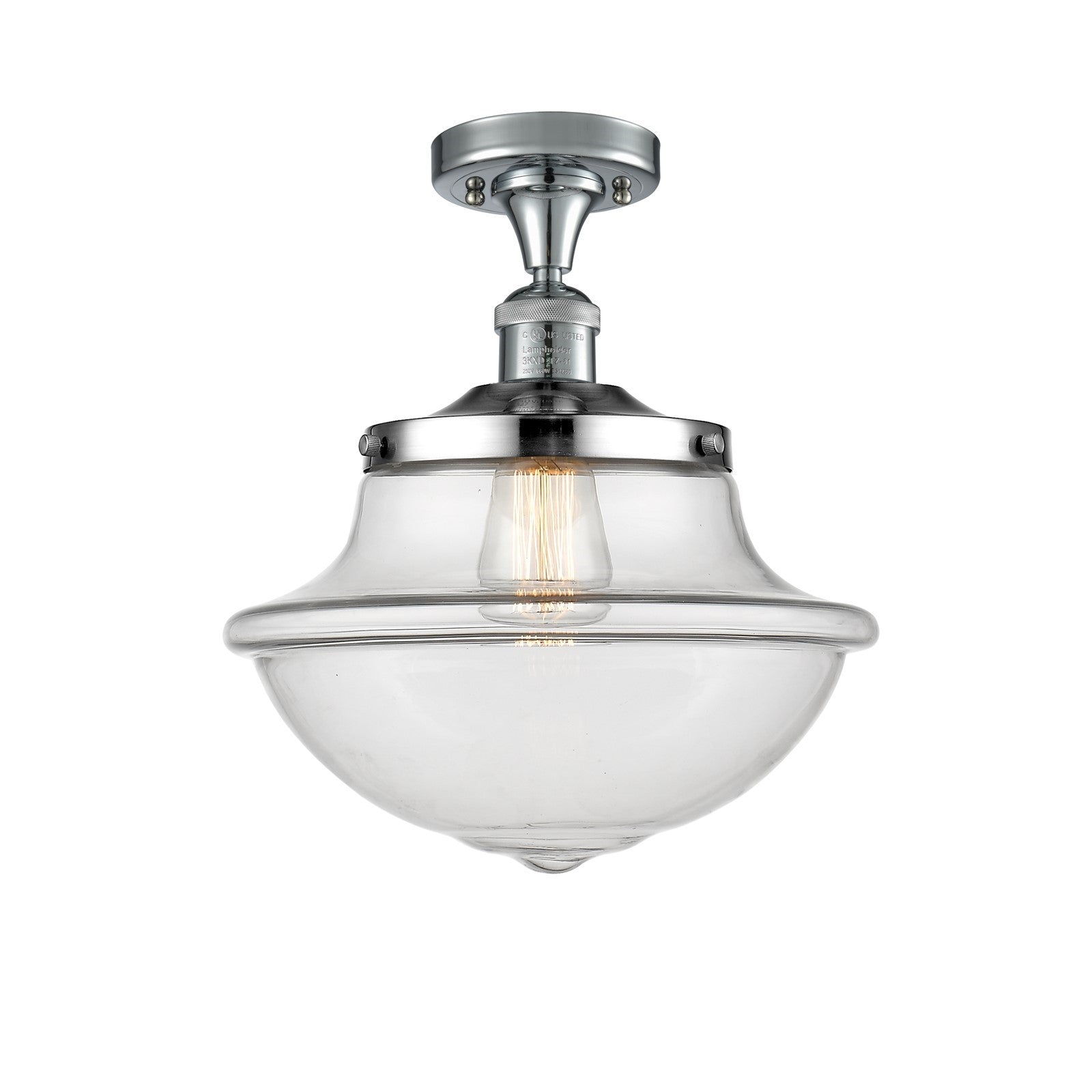 Innovations Oxford 12in 1-Light Semi-Flush Mount | Traditional Polished Chrome Steel and Clear Glass | Entryway & Bathroom | 11.75 | Model 517-1CH-PC-G542