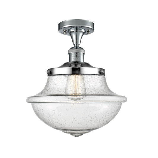 Innovations Oxford 12in 1-Light Semi-Flush Mount | Traditional Polished Chrome Steel and Seedy Glass | Entryway & Hallway | 11.75 | Model 517-1CH-PC-G544