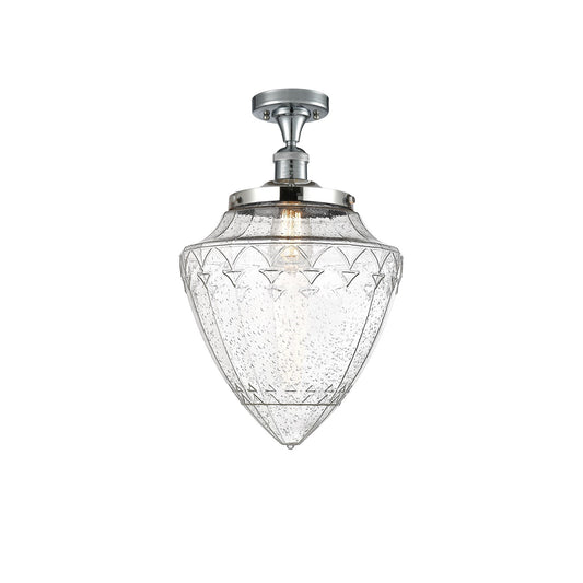 Innovations Bullet 12in 1-Light Semi-Flush | Traditional Art Deco Polished Chrome and Seedy Glass | Kitchen & Hallway | 12 | Model 517-1CH-PC-G664-12-LED