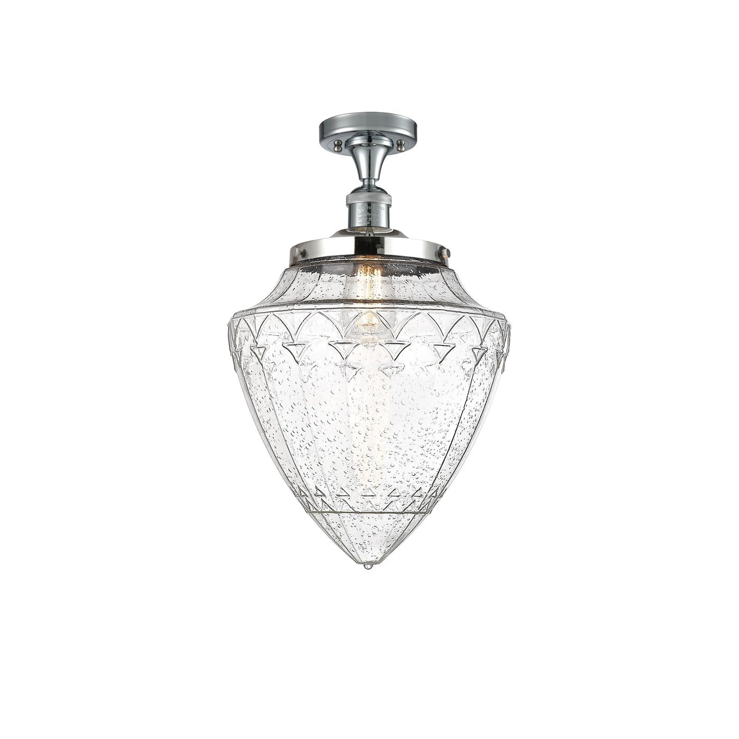 Innovations Bullet 12in 1-Light Semi-Flush | Traditional Art Deco Polished Chrome and Seedy Glass | Kitchen & Hallway | 12 | Model 517-1CH-PC-G664-12-LED